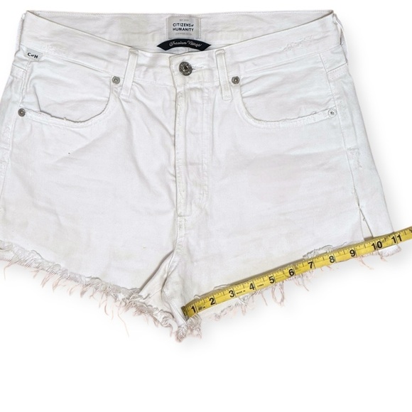 Citizens Of Humanity Annabelle White Denim Shorts Zip High Waist Distressed 25 - Picture 8 of 12